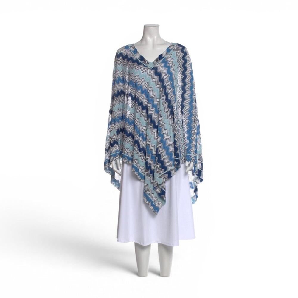 Missoni Mare Blue Multicolor Striped V-Neck Sweater Tunic M sz